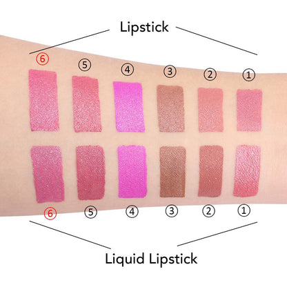 evpct 2 in 1 Rose Pink Glitter Metallic Shimmer Diamond Lipstick and Lip Gloss Set for Women Long Lasting Waterproof, Baby Nude Pink Sparkle Glitter Shiny Lipstick and Lip Liner Makeup Set, 06#