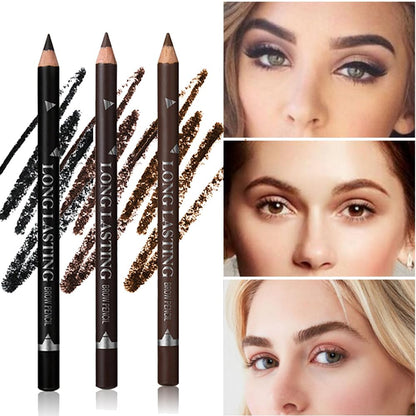6Pcs Eyebrow Pencils for Women, Wooden Hard-Core Eyebrow Pencil, Eyebrow and Eyeliner Pencils, Waterproof and Sweat-Proof (3Pcs Dark brown+2Pcs medium brown+1Pcs Black)