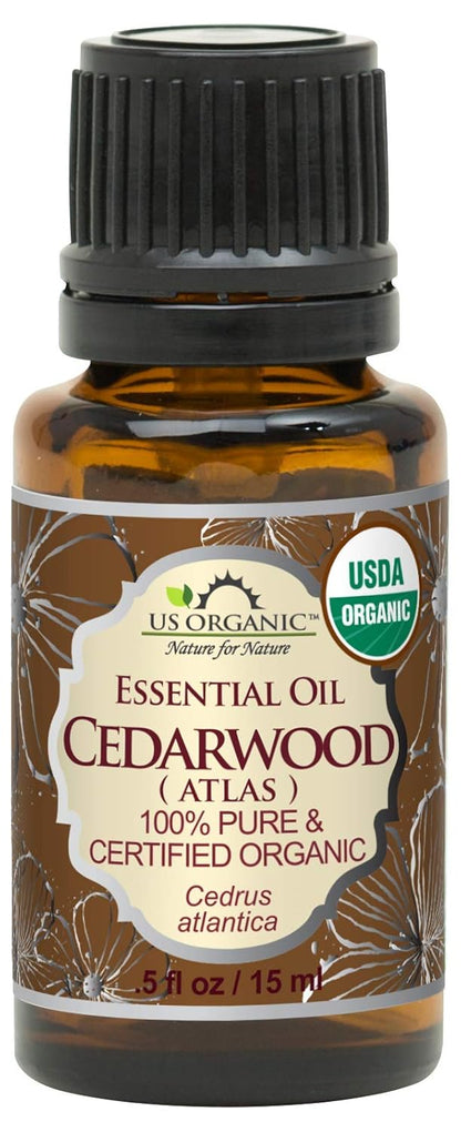 US Organic 100% Pure Cedarwood Essential Oil (Atlas) - USDA Certified Organic, Steam Distilled (More Size Variations Available) (15 ml / .5 fl oz)