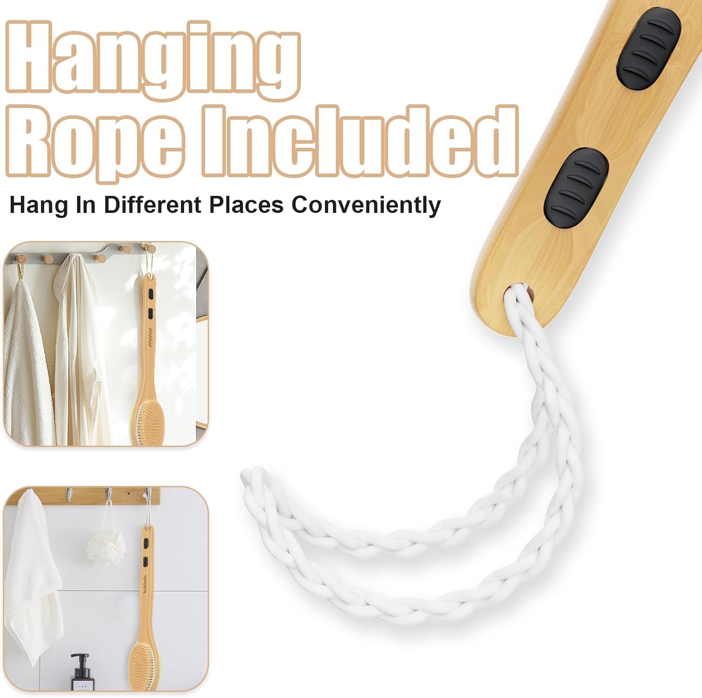 Back Scrubber for Shower,Bath Brush with Long Handle,Bath Brush Body Exfoliator for Wet or Dry Brushing,Men and Women (Black)