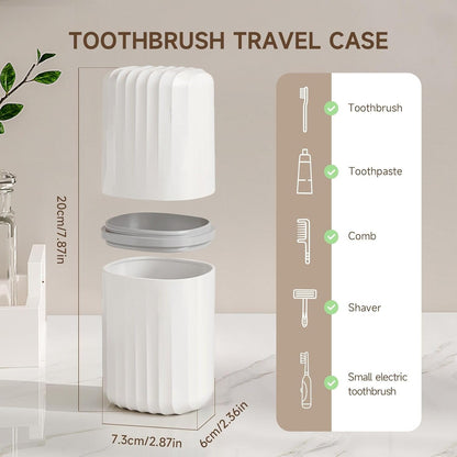 Toothbrush Travel Case, 2 in 1 Toothbrush Holder and Rinse Cup, Large Capacity Toothbrush Cup with Cover, Portable Travel Toothbrush Holder for Traveling, Camping, Trip - 1Pcs - White