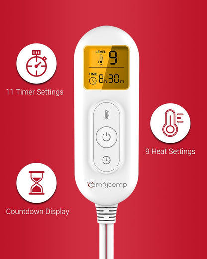 Heating Pad for Neck and Shoulders and Back, Comfytemp Weighted Electric Heat Pad for Pain Relief, 2.6lb Large Heated Wrap, 9 Heat Settings, 11 Auto-Off, Women Men Birthday Gifts Gray