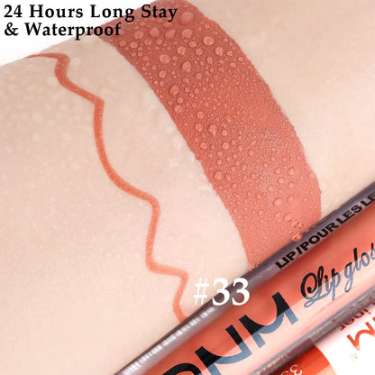 evpct 2Pcs Reddish Brown Neutral Color Lip Liner and Matte Lipstick Makeup Sets Vegan Lipstick Lip Liner and Gloss Set Lip Stain Long Lasting Waterproof 24 33#