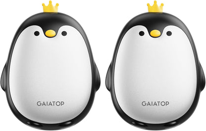 Gaiatop Magnetic Hand Warmers Rechargeable 2 Pack, 3 Settings Pocket-Sized Cute Penguin, Fast Hot Hands Reusable Portable Electric Heater for Camping Hunting Golf, Gifts for Women Men