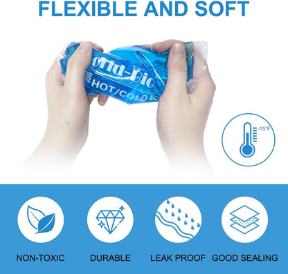 Soft Cold Packs for Injuries Reusable 4 Pack, Hot and Cold Gel Pack for Headaches, Joint Pain Relief, Comfort Ice Gel Pack Flexible Therapy on Neck, Ankle, Knee, Leg, Shoulder, Elbow, Wrist, Feet