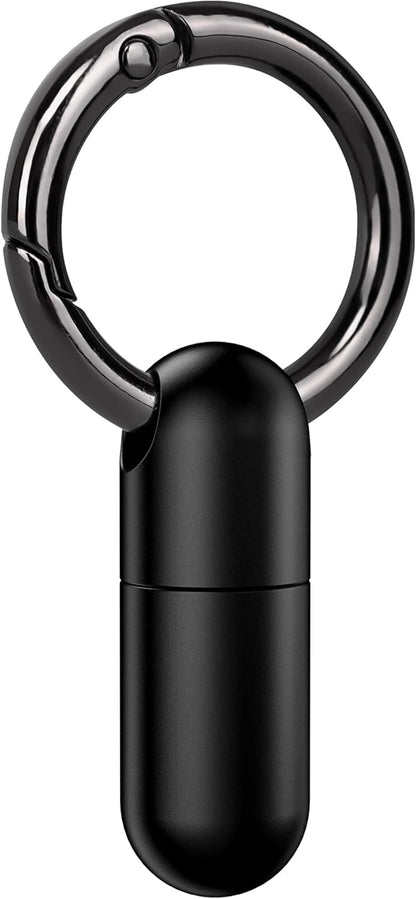 Micro Keychain Pill Holder Titanium Waterproof Mini Pill Container for Emergency Medicine，Travel Purse Pocket (Black)
