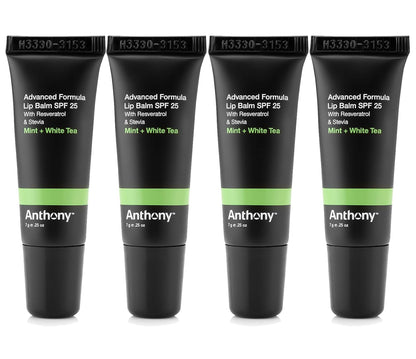 Anthony 25 SPF Lip Balm with Sunscreen for Lips – Contains Green Tea Extract, Shea Butter & Vitamin E – Moisturizing Repair Care Treatment for Chapped & Dry Lips 4-Pack