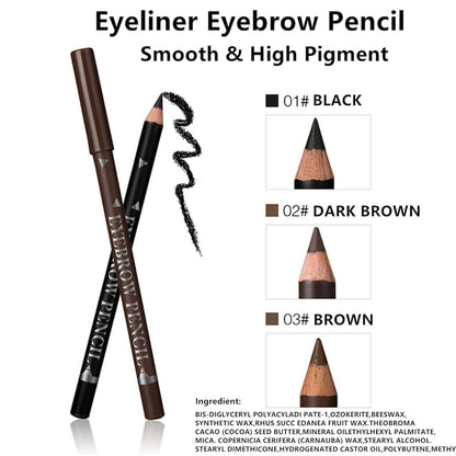 Go Ho 6 PCS Eyebrow Eye Liner Pencil Set,Easy to Color Sweatproof Eye Brow Pencil,Professional Long-lasting Eyeliner Gel Makeup Brow Tint Pen,3 Colors(Black,Brown,Dark Brown)