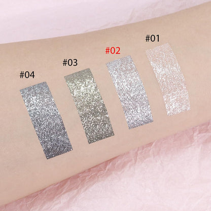 Single Cream Glitter Eyeshadow, Shimmer Eyeshadow Palette, Korean Eye Glitter Makeup, Ultra-Blendable, Sparkle Silver Eye Shadow, Single Shade Metallic Pigmented (Silver)