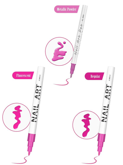 12 Color 3D Nail Art Pens Set, Kalolary Nail Point Graffiti Dotting Pen Drawing Painting Liner Brush for DIY Nail Art Beauty Adorn Manicure Tools