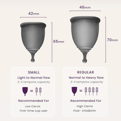 EcoBlossom Reusable Menstrual Cup and Case - The Most Reliable Medical Grade Silicone Period Cups - Comfortably use for 12 Hours (Small (Pack of 2), Gray Cup & Case)