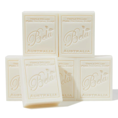 BELA Extra Creamy Goat Milk Soap 3.3 OZ Pack of 6, Long Lasting French Triple Milled Bar Soap Enriched with Organic Shea Butter, Hand, Face and Body Wash Bar, Made in Australia