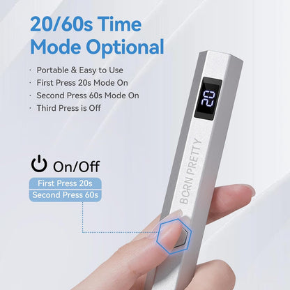 Born Pretty Handheld Magnetic U V Light for Nails, Metal Portable Mini Handheld U V Nail Light, Fast Curing U V Nail Dryer Nail Stamper Magnetic Stand Wireless Handheld LCD Display Screen