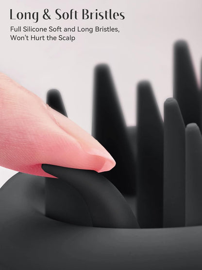 HEETA Scalp Massager Hair Growth, Scalp Scrubber with Soft Bristles, Integrated Silicone Design, Exfoliator for Dandruff Removal & Relaxation, Shampoo Brush Fit Wet Dry Hair Use, Black