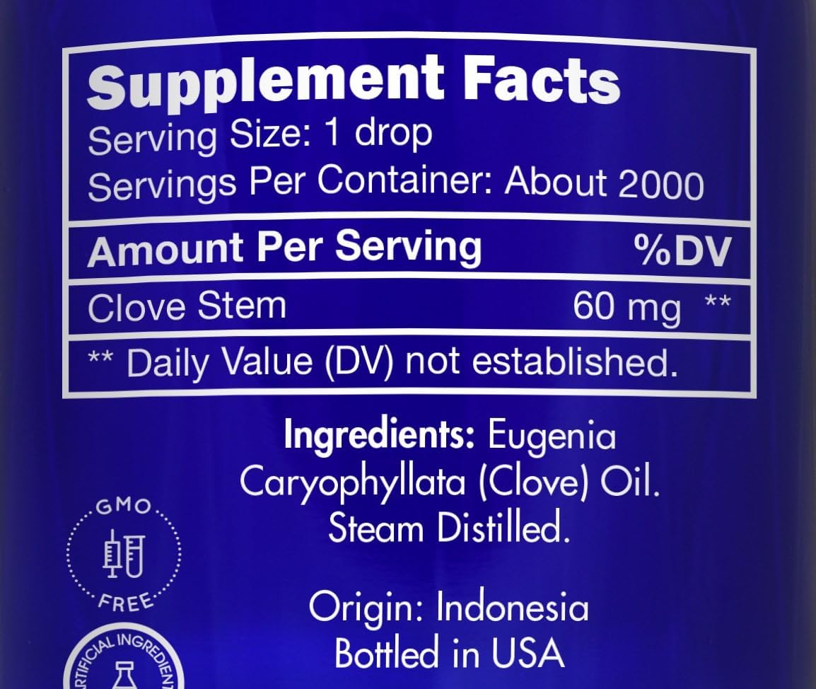Clove Oil, Food Grade, for Teeth and Gums, Tooth Aches – 100% Pure, Clove, Bud, Essential, Oil, by Zongle Therapeutics, 4 OZ