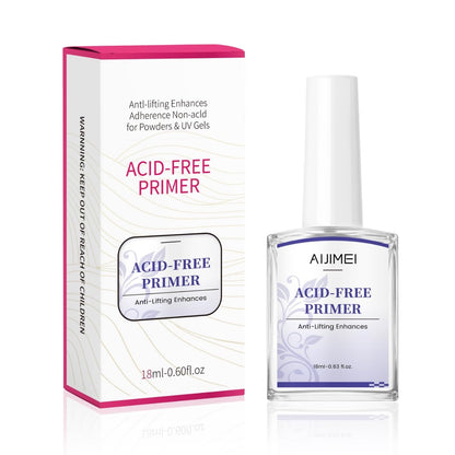 AIJIMEI Acid Free Primer 18ml/0.63fl.oz Acid Free Peel Adhesive Primer, Suitable For Gel Nail Polish, Nail Polish And Acrylic Powder Diy Nail Products In Home Salon