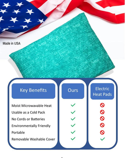 Microwavable Corn Filled Heating Pad and Cold Pack/Washable 100% Cotton Cover (Cross Hatch - Mint, 7.5in W x 11in L)