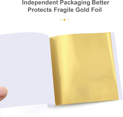 200pcs BUBIMON Imitation Rose Silver Gold Leaf Sheets Gold Foils Sheets Nail Foil for Paint, Resin, Nails, Jewelry, Slime, Arts, Gilding Crafting, Decoration, Sculpture, Furniture