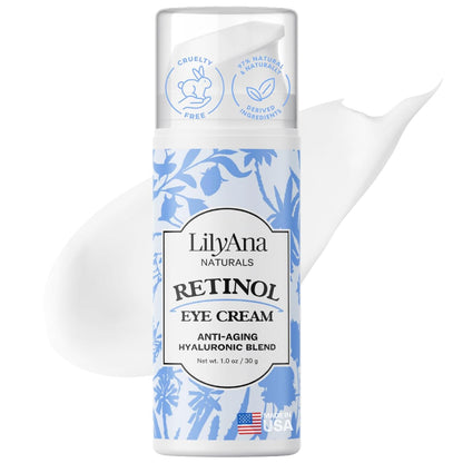 LilyAna Naturals Eye Cream - Eye Cream for Dark Circles and Puffiness, Under Eye Cream, Anti Aging Eye Cream Reduce Fine Lines and Wrinkles (1.0 Ounce, Retinol)