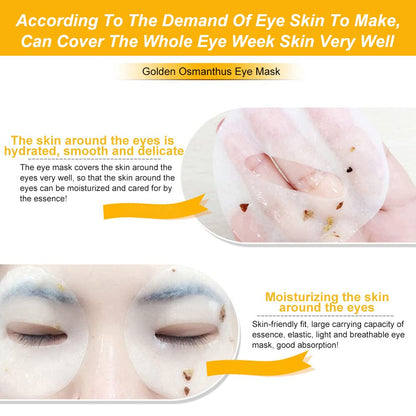 Gold Osmanthus Eye Mask,24K Gold Eye Patches for Puffy Eyes and Dark Circles,Reduce Under Eye Bags and Smooth Wrinkles,Moisturizing Eye Gel Pads,80Pcs