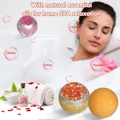 KAV Bath Bombs for Women — Natural Geode Bathbombs for Girls, Tweens | Set of 12 Organic Bath Bomb Giftset with Various Scents and Colors, Moisturizing Spa Fizzies — Essential Oil Infused Gift-Ready