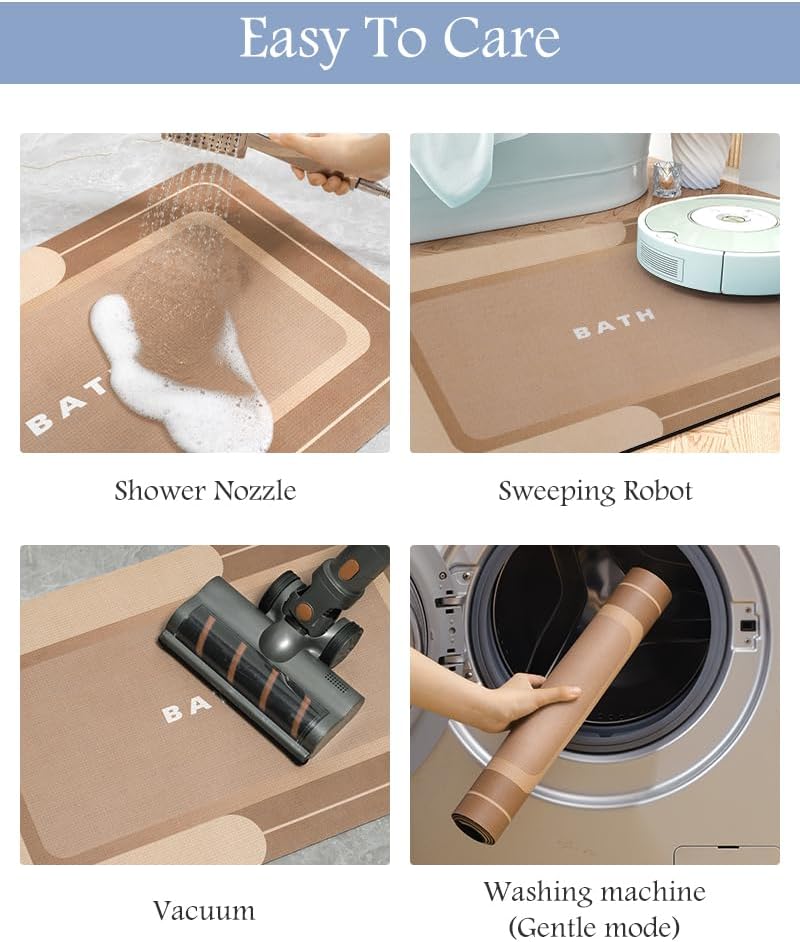 MontVoo Non Slip Bath Mat - Super Absorbent, Stain Resistant, Quick Dry - 17"x35" Brown