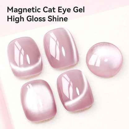 Cat Eye Gel Polish with Magnet, Magnetic Gel Nail Polish Glass Jelly Transparent Color UV Cateye Nail Polish for Nail Art DIY and Salon