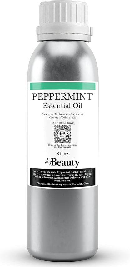 Bulk Peppermint Essential Oil - Large Size 8 fl oz Bottle - 100% Pure and Undiluted Therapeutic Grade Mentha Piperita - Concentrated Extract