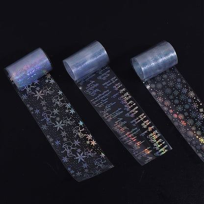 Christmas Nail Foil Transfer Stickers 10 Rolls Silver Snowflakes Skull Nails Stickers White Bunch Nail Foils 1 Box Colorful Starry Sky Paper Nail Decals Christmas Nails Art Sticker Nails Art Decals