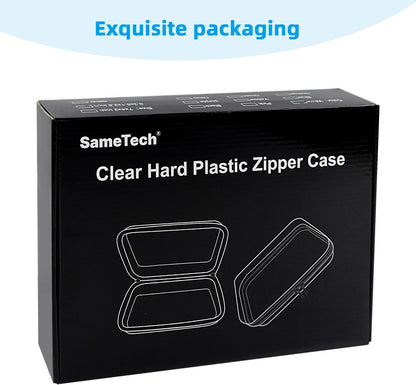 SameTech Zip Bins Clear Storage Bins for Home Organization, Stackable Hard Shell Zipper Case to Organize Bin, Zippered Hard Pouch Container Toiletry Bag Travel Bags for Toiletries, 2pcs