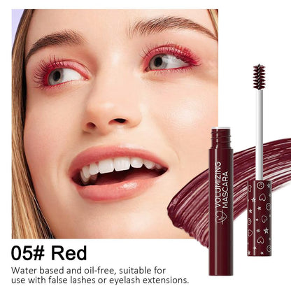 Colored Mascara for Eyelashes Set,Colorful Waterproof for eyelashes Long lasting Charming Voluminous for Women Halloween Eye Makeup (2Pcs 02#Brown&05#Red, F)