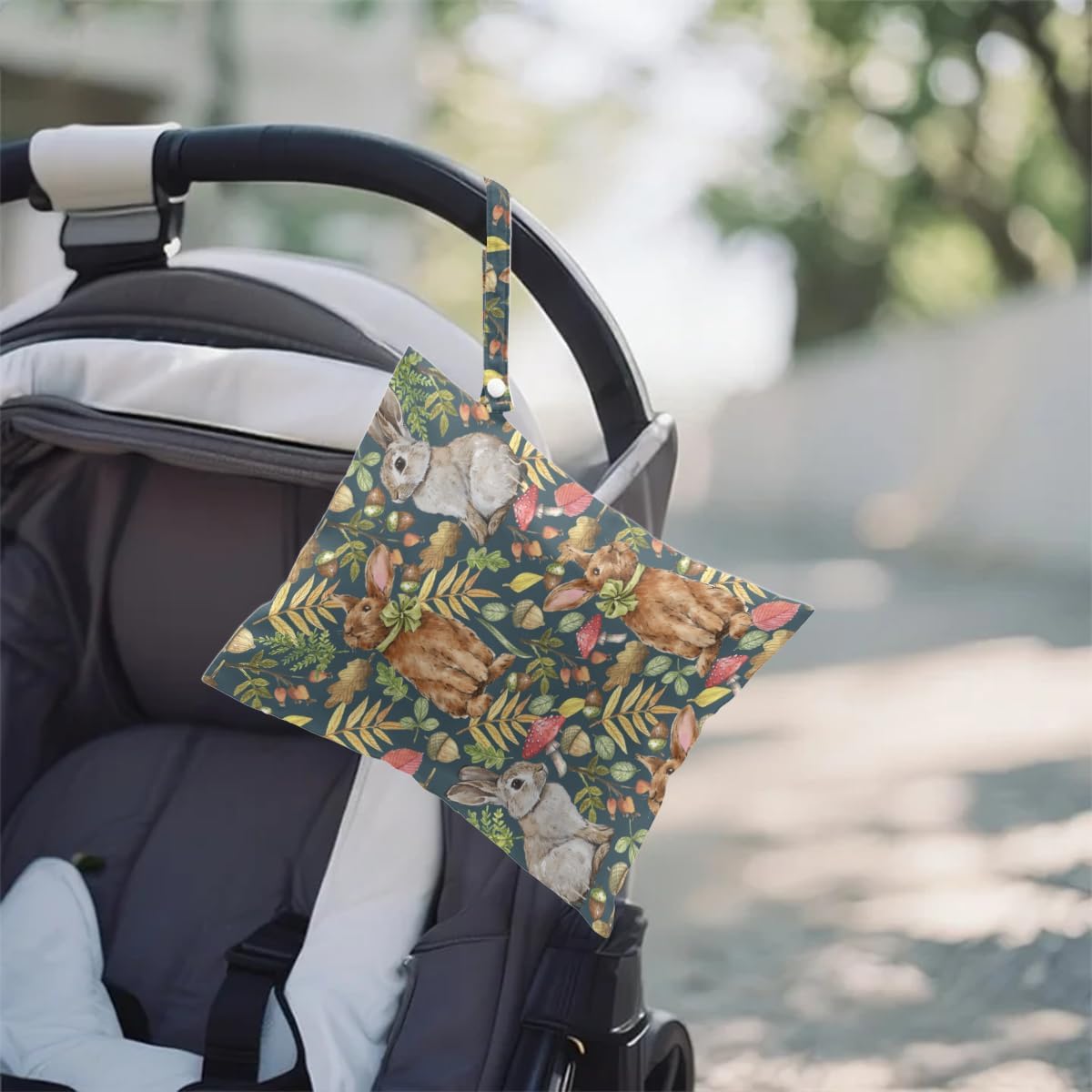 2Pcs Bunny Wet Bag 12x10 Inch, Rabbit Waterproof Reusable Wet Dry Bags, Floral Washable Travel Laundry Bags for Swimsuit Pool Beach Diapers Dirty Yoga Gym Clothes, Flowers Gifts for Women Friend