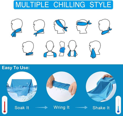 YQXCC 4 Pack Cooling Towels | 40"x12" | Ice Cool for Neck | Microfiber Soft Breathable Chilly | for Yoga, Golf, Gym, Camping, Running, Workout & More Activities