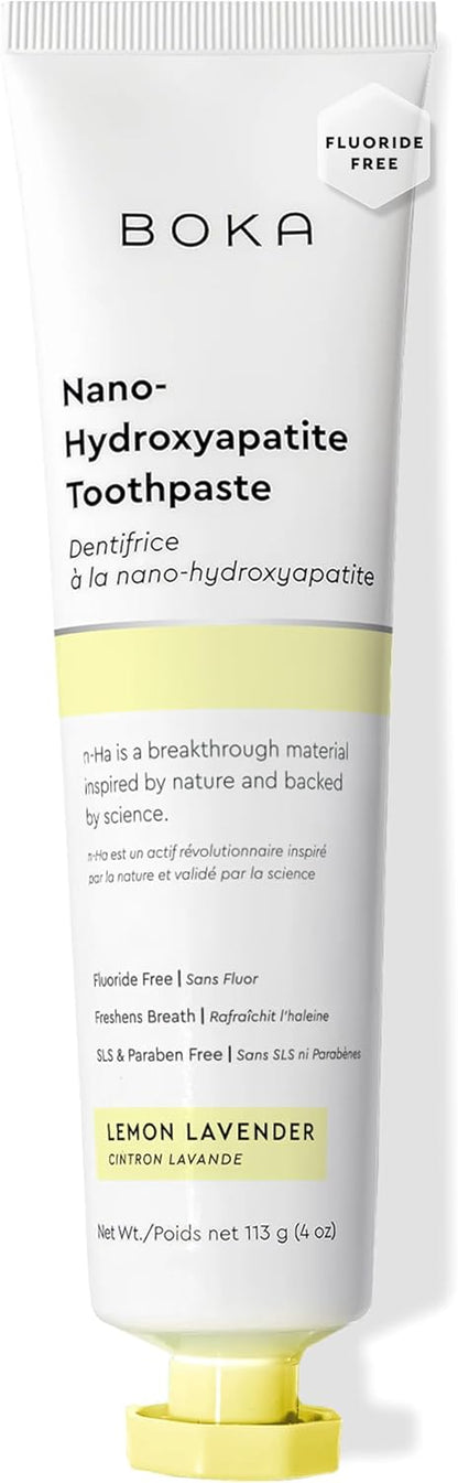 Boka Fluoride Free Toothpaste, Nano Hydroxyapatite Toothpaste, Appropriate for Sensitive Teeth - for Adult, Kids Oral Care - Lemon Lavender Flavor, 4 Fl Oz 1Pk US Manufactured