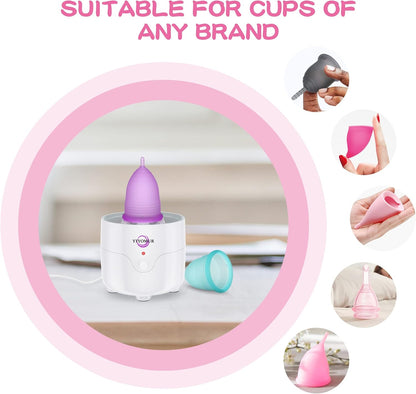 Menstrual Cup Steamer Sterilizer with 2 Reusable Menstrual Cups, Period Cups Cleaner Wash Kit