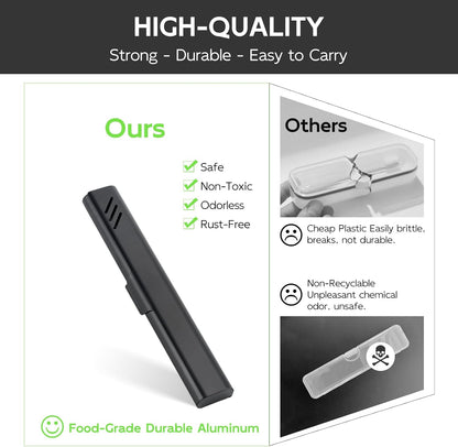 Travel Toothbrush Case, Portable Toothbrush Holder, Durable Aluminum Toothbrush Storage Box, Small Breathable Manual Toothbrush Container for Traveling, School, Camping, Business Trip - Black