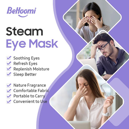 Steam Eye Mask, 10 Packs Heated Eye Mask, Self Heating Disposable SPA Warm Compress for Eyes Sleep Mask, Soothing Moist Heat Eye Masks, Travel Essentials & Relaxation Gifts (Lavender Scent)