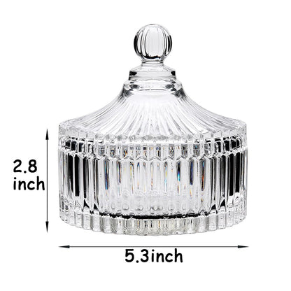 2 Pack Extra Large 5.2" Purple Powder Puffs and 5.3" Glass Container – Oversized Dusting Powder Jar with Puff Powder Holder Case(Clear Glass)