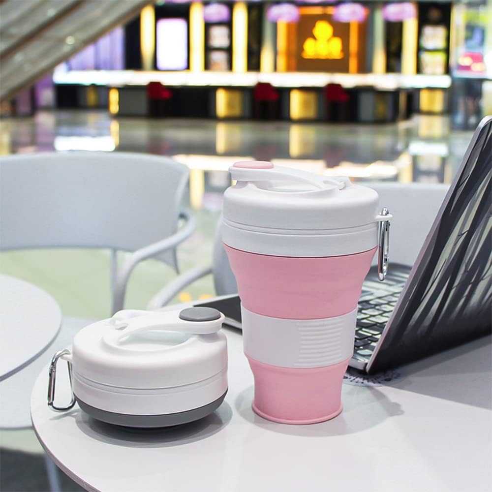 Silicone Coffee Cup with Straw lid Collapsible Cups for Traveling 20oz Lightweight Folding Water Mug for Picnic Hicking Camping Climbing