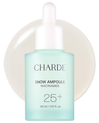 Charde Niacinamide 25% Snow Ampoule for Face, Dark Spot Care for Hyperpigmentation, Freckles & Sun Spots | Radiance Boosting with White Garcinia & Arbutin, Korean Skin Care, 1.01 fl. oz.