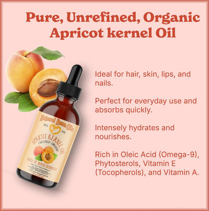 Natural Born Oils Apricot Kernel Oil, 1 Gallon, Organic, Cold-Pressed, Abundant in Fatty Acids, Hydrates Skin, Enhances Hair Luster