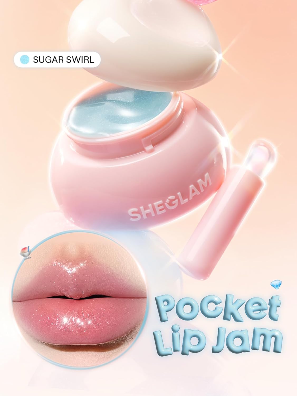 SHEGLAM Hydra Jelly Pocket Lip Jam Hydrating Nourishing Lip Gloss Moisturizing Lip Makeup-Sugar Swirl