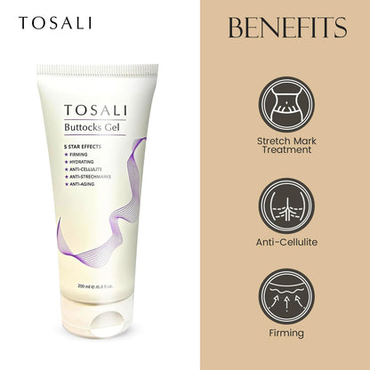 Buttocks Firming Gel 6.8 fl oz - Stretch Marks Removal, Anti Aging & Anti Cellulite Gel with Caffeine, Aloe Vera & Essential Oils, Instant Hydration Skin Care Formula, Tightening & Skin Firming