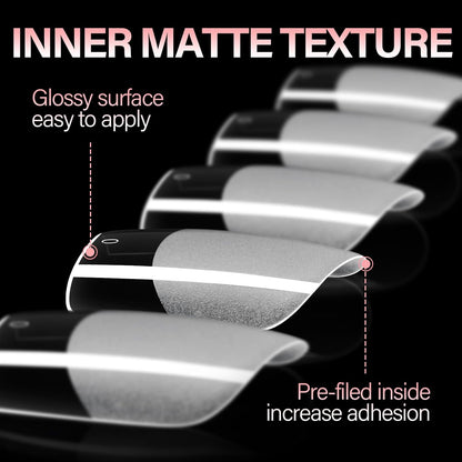 AILLSA Medium Square Fake Nail Tips 240Pcs Square Press on Nails Pre-Shaped Gelly Nail Tips, Half Matte Full Cover Clear Acrylic Gel Kit for Nail Extension Salon DIY at Home 8 Sizes False Tips