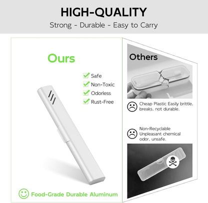 Travel Toothbrush Case, 2Pack Portable Toothbrush Holders, Durable Aluminum Toothbrush Storage Box, Small Breathable Manual Toothbrush Container for Traveling, Camping, Business Trip - Sliver