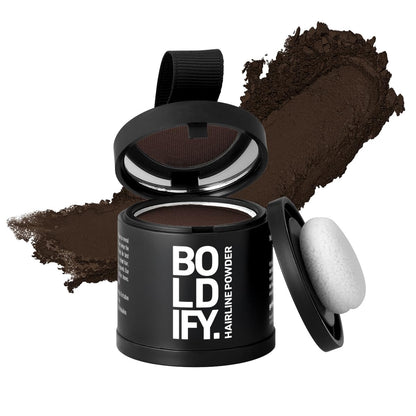 BOLDIFY Hairline Powder (LARGE, 10g) - Root Touch Up Hair Color for Gray Coverage - Bald Spot Concealing Hair Powder for Women & Men - 48-Hour Stain-Proof - Hazel Brown