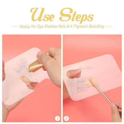 G2PLUS 2PCS Acrylic Cosmetic Palette with 2PCS Spatula,Makeup Palette Mixing Tray Apply for Eye Shadow Nail Art Pigment Blending (Rectangle)