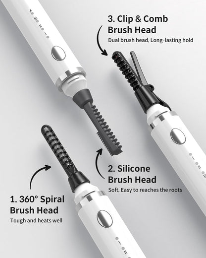 COPPA Electric Lash Curler, LP-1 Lipstick Type 3-in-1 Heated Eyelash Curler with 3 Brush Heads 3 Curling Modes and 3 Temp & 5s Quick Heat-up, Perfect for Beginners and Makeup Pros, White