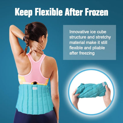 Ice Pack for Back Pain Relief, 2 Hours Long Lasting Cold Pack for Lower Back, Cold Therapy Flexible Ice Pack Wrap for Lumbar Pain, Sciatica, Coccyx, Swelling, Surgery