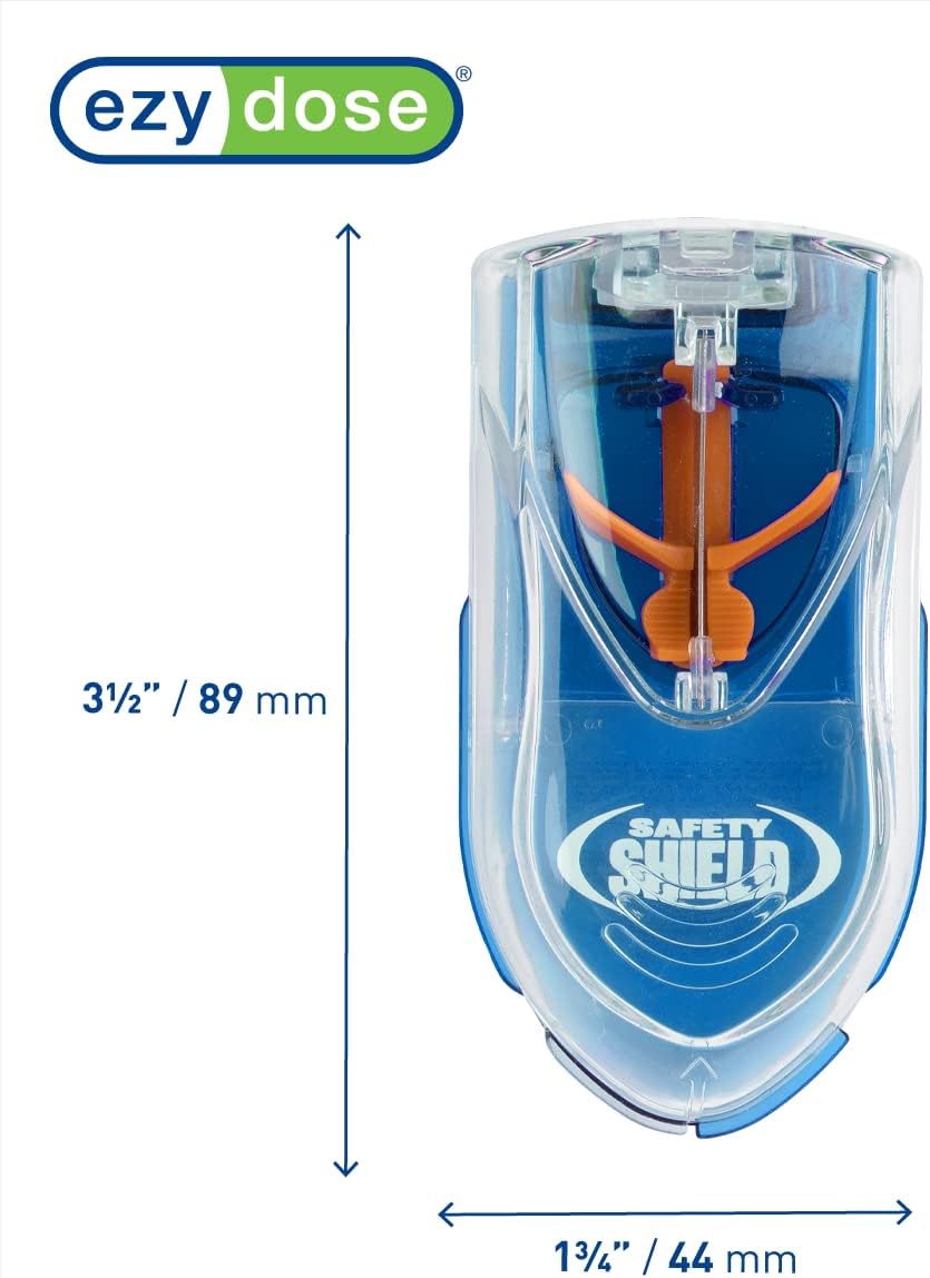 EZY DOSE Pill Cutter with Safety Shield, Precise Tablet Splitter for Cutting Pills, Vitamins, or Medication, Easy-to-Use Compact Design, Durable and Portable Pill Slicer Tool, Blue